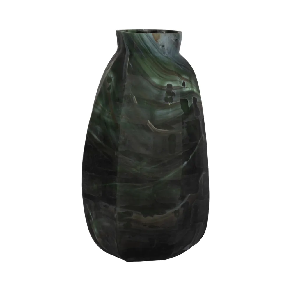 ELROYBEACH GREEN GLASS VASE 20 (IN)