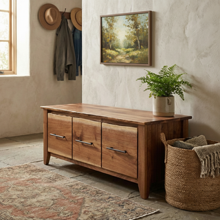 Heartland Walnut Three Drawer Entry Bench