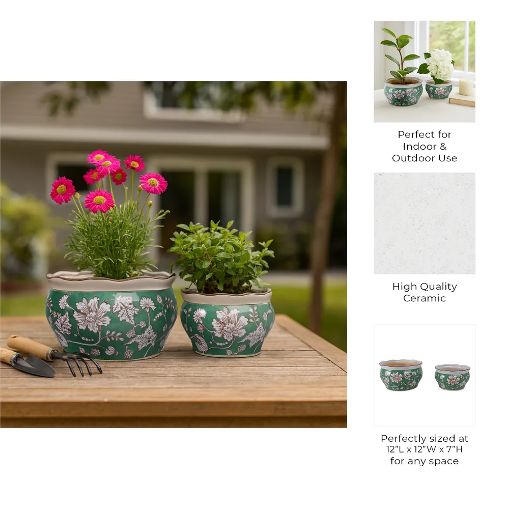 WATSONCLIFF SET OF 2 GREEN PLANTER 7 (IN)