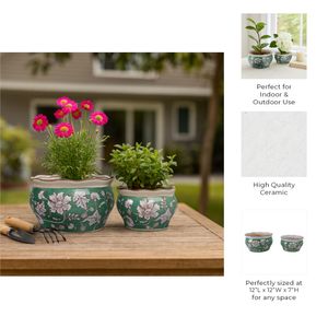 WATSONCLIFF SET OF 2 GREEN PLANTER 7 (IN) 10