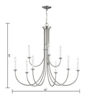 Meadowview 36'' Wide 9-Light Chandelier - Brushed Nickel 3