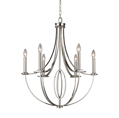 Dione 25″ Wide 6-Light Chandelier - Polished Nickel