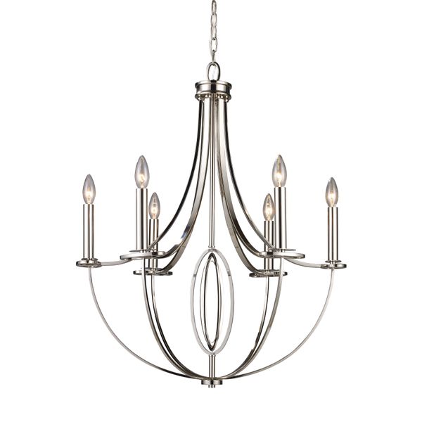 Dione 25'' Wide 6-Light Chandelier - Polished Nickel