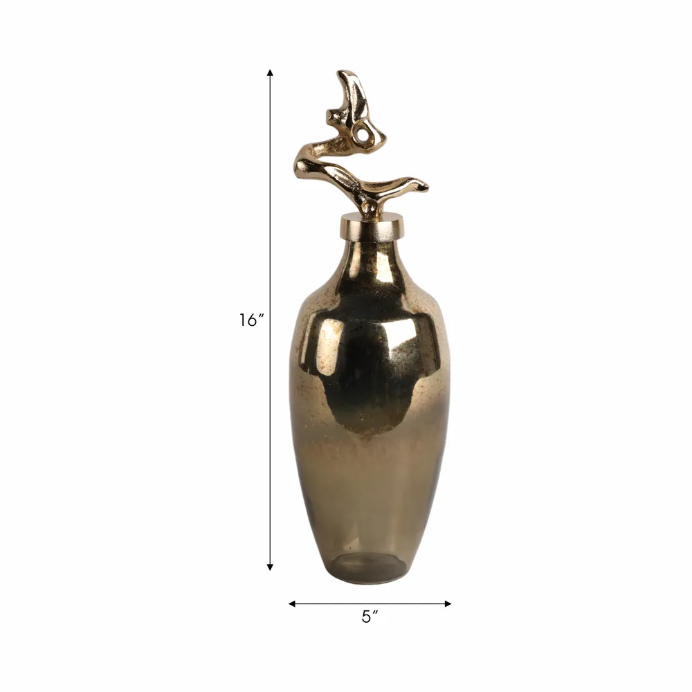 BRAMRUN GOLD GLASS VASE 16 (IN)