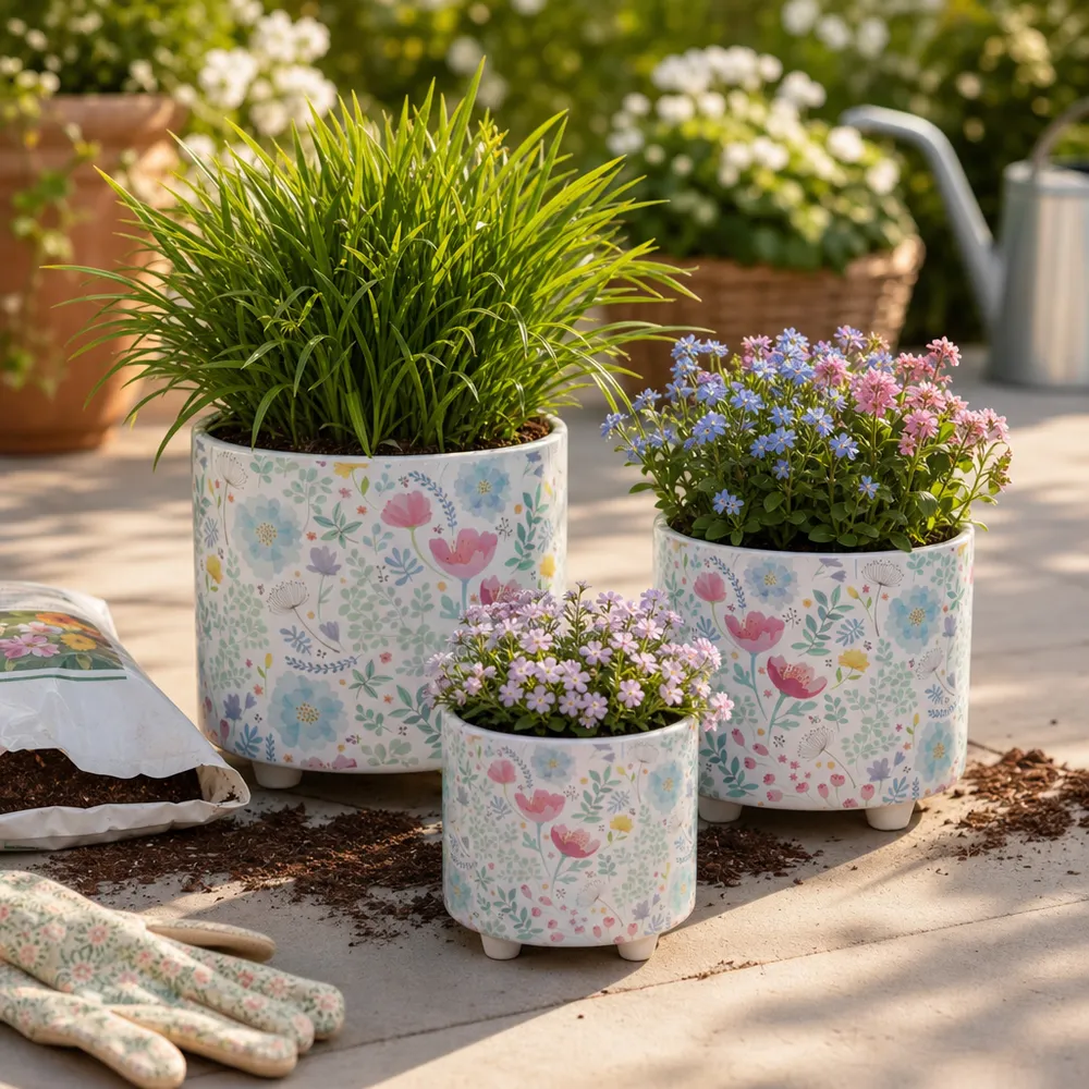 CALTONCROSS SET OF 3 BLUE PLANTER 11 (IN)