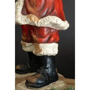 Traditional Faux Concrete Santa with Bell 7