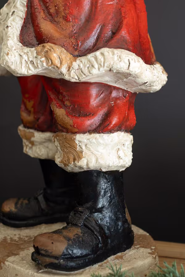 Traditional Faux Concrete Santa with Bell