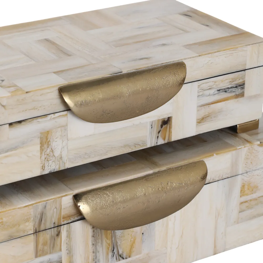 CLAXTONWORTH SET OF 2 TAN BOXES 5 (IN)