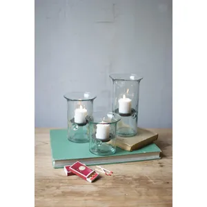 Set of 3 Recycled Glass Votive Cylinders 2