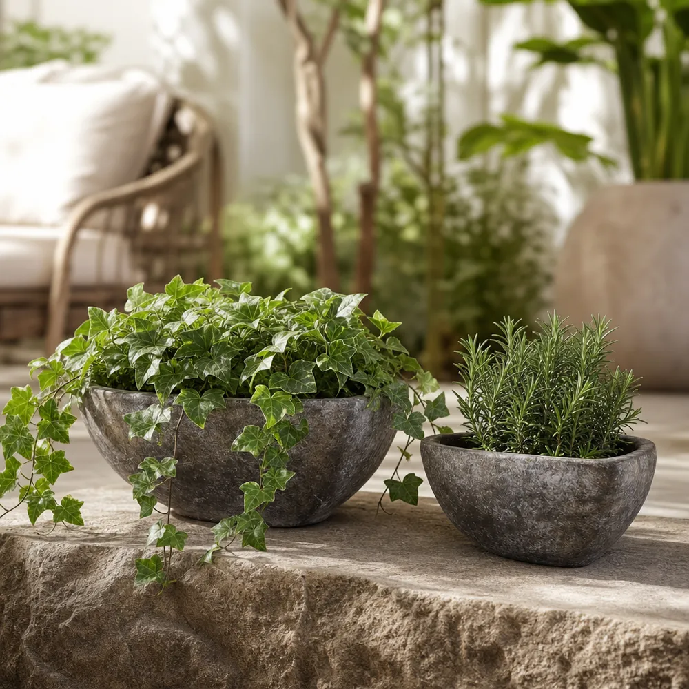 DEVONCLIFF SET OF 2 BROWN PLANTER 4 (IN)