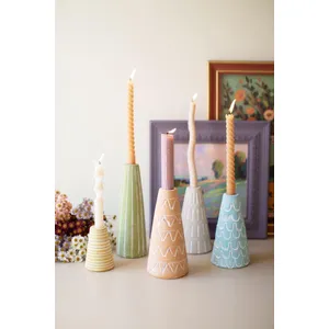 Set of 5 Painted Clay Party Hat Candle Taper Holders 2
