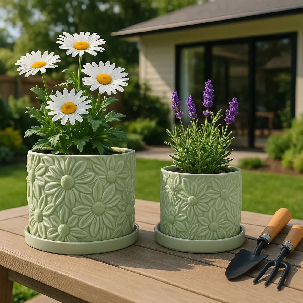 BOWENHAVEN SET OF 2 GREEN PLANTER 7 (IN)