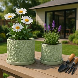 BOWENHAVEN SET OF 2 GREEN PLANTER 7 (IN) 2
