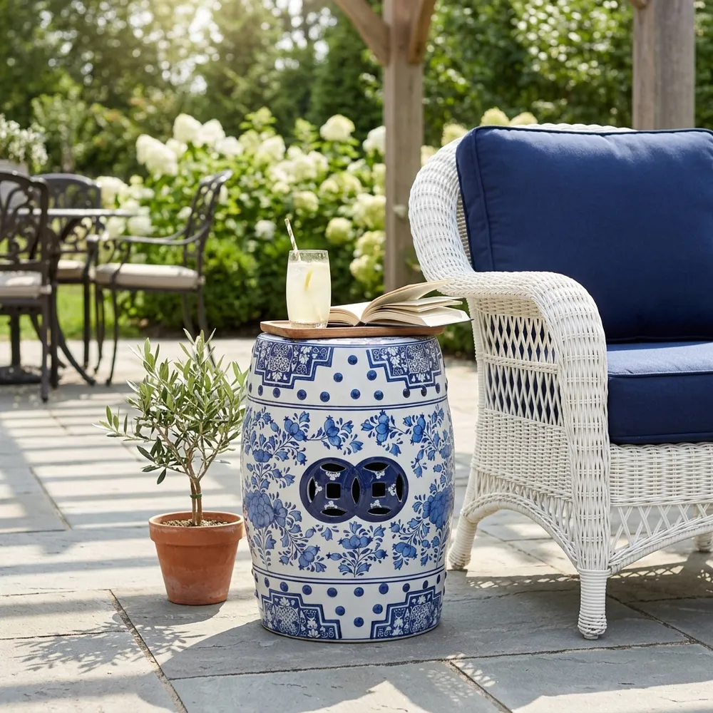 FLINTHAM BLUE GARDEN STOOL 18 (IN)