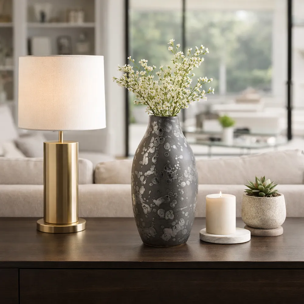 BURGESSLEY BLACK VASE 14 (IN)