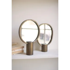 Set of 2 Antique Gold Tabletop Mirrors 3