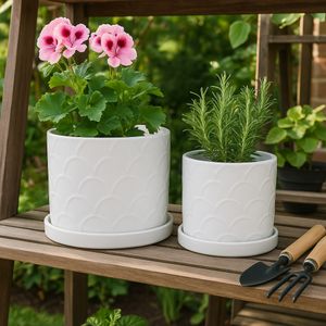 CABOT SET OF 2 WHITE PLANTER 11 (IN) 12