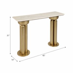 METAL, 42" MARBLE TOP CONSOLE, GOLD/WHITE 10