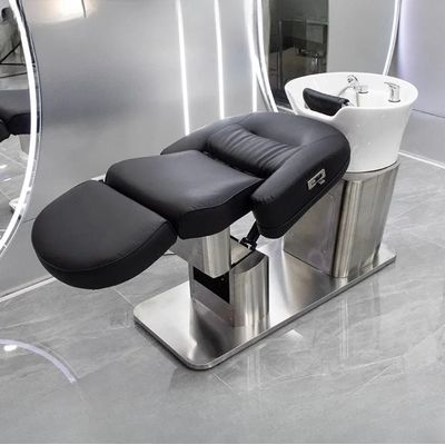 High End Barber Shop Shampoo Chairs Dedicated Electric Lifting Hair Salon Shampoo Chairs Massage Cadeira Salon Furniture QF50SC