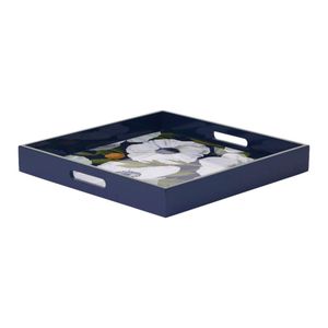 Anemone Poppy Square Lacquer Serving Tray 4