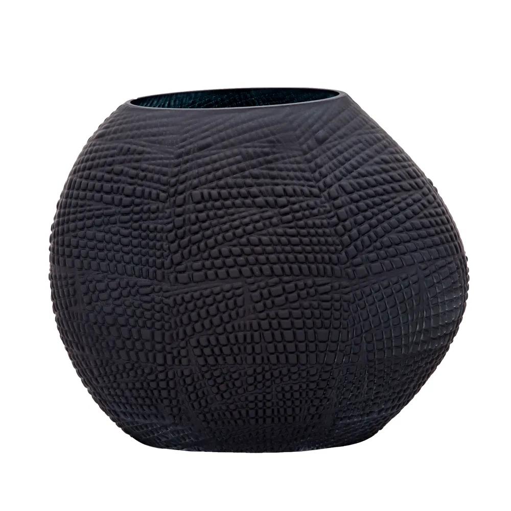 HELTONWELL BLACK GLASS VASE 10 (IN)