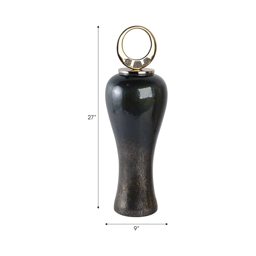 THORNTON BLACK GLASS VASE 27 (IN)