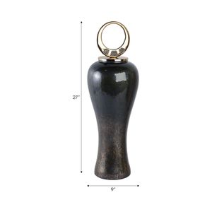 THORNTON BLACK GLASS VASE 27 (IN) 9