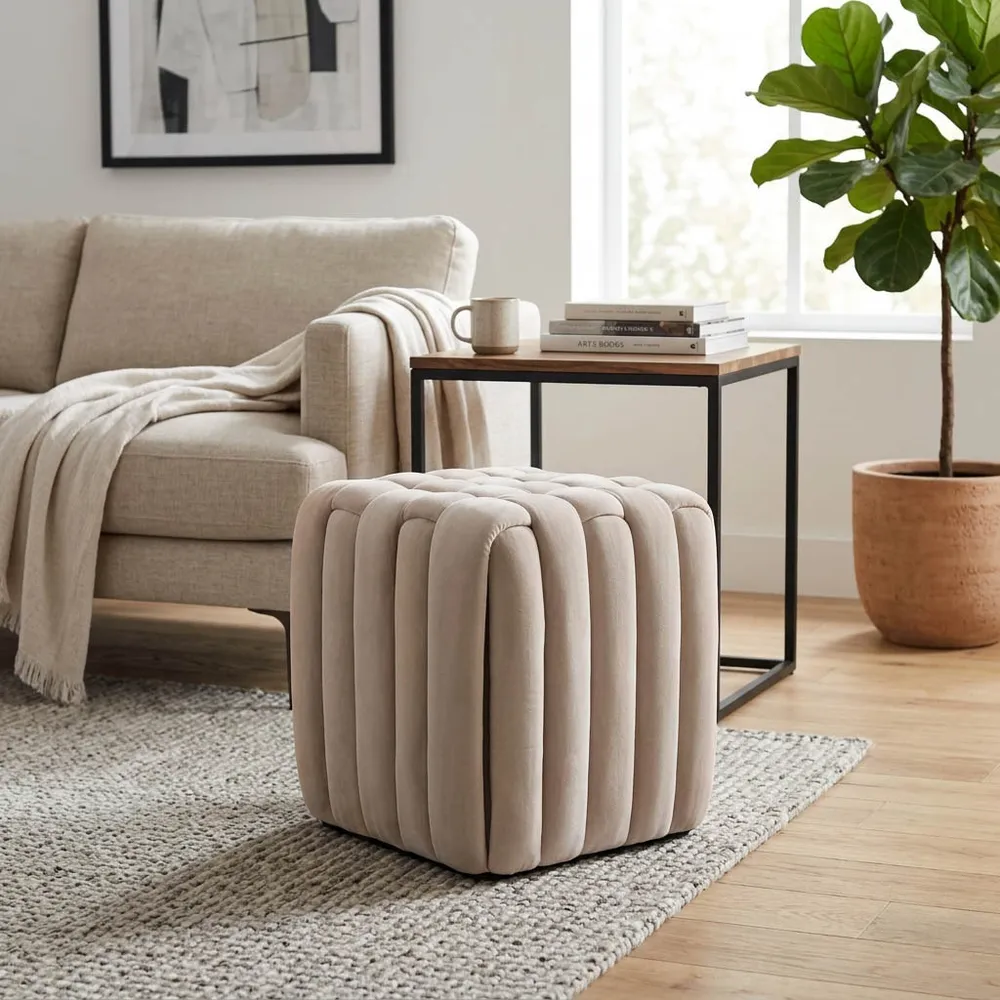 TRENTONSIDE TAN OTTOMAN 18 (IN)