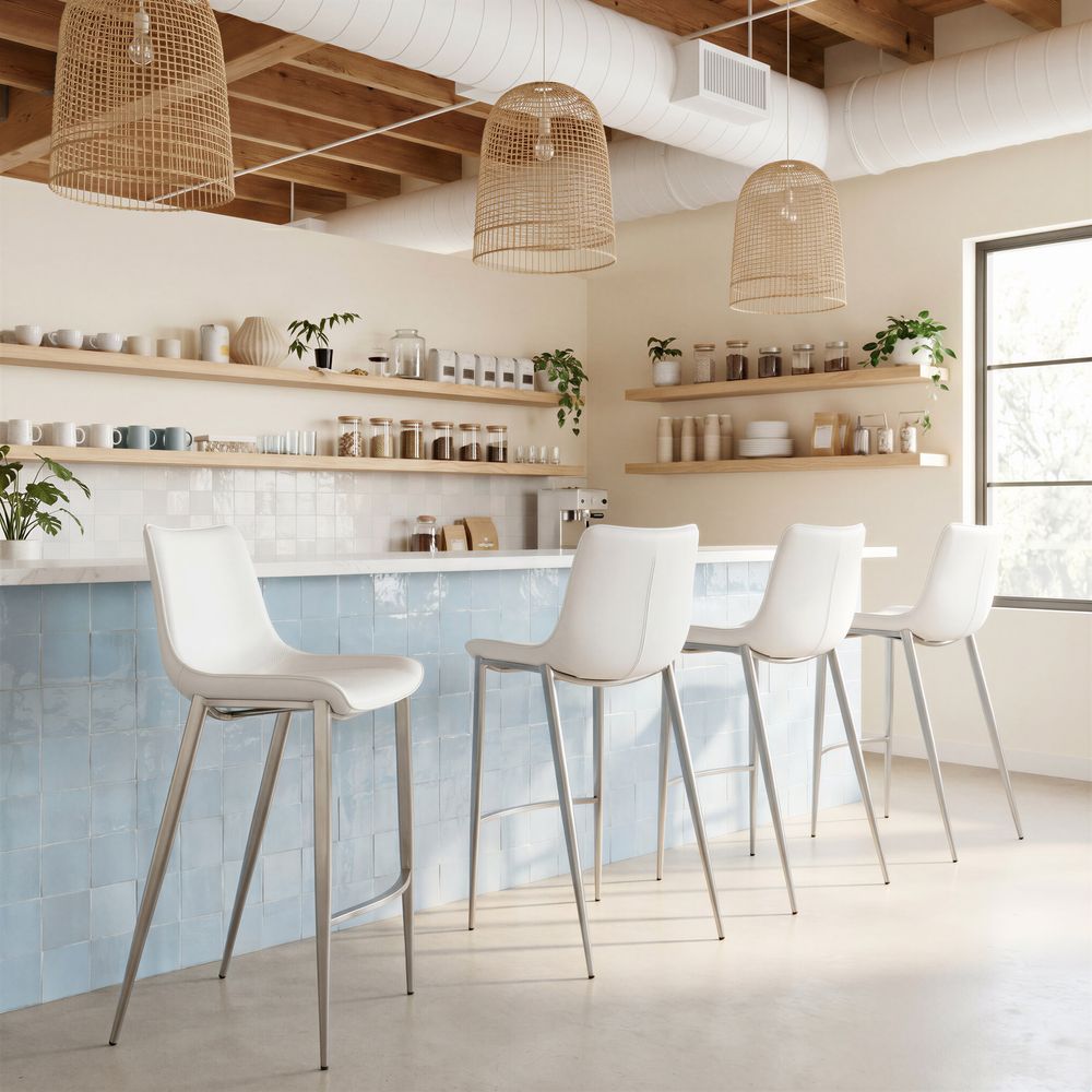 Magnus Barstool White & Silver