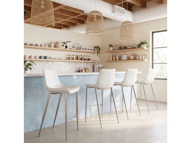 Magnus Barstool White & Silver 2