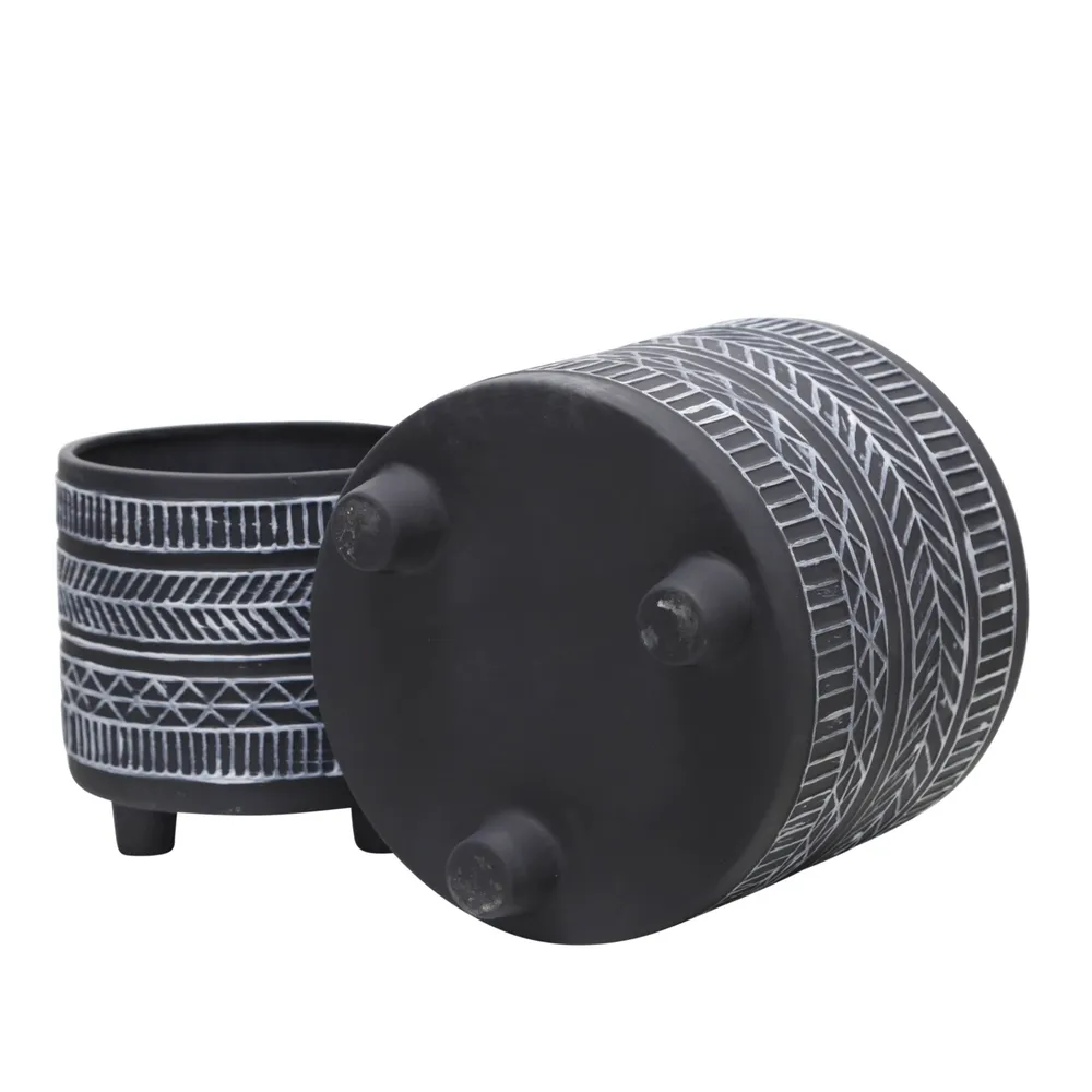 COHENGROVE SET OF 2 BLACK PLANTER 8 (IN)