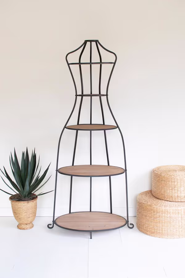Metal and Wood Mannequin with Shelves