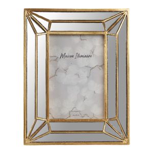 4X6 RESIN DECO MIRRORED BORDER PHOTO FRAME, GOLD 1