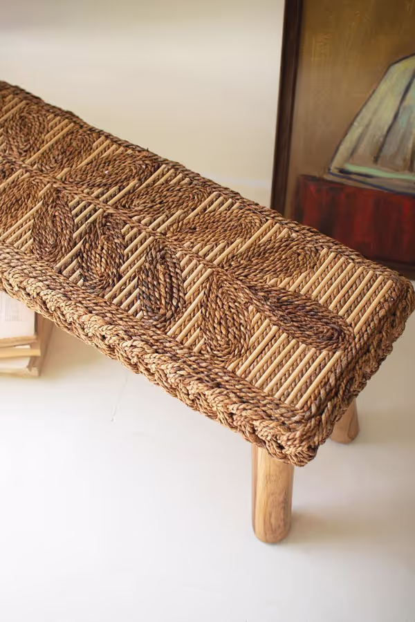 Banana Fiber and Teakwood Bench