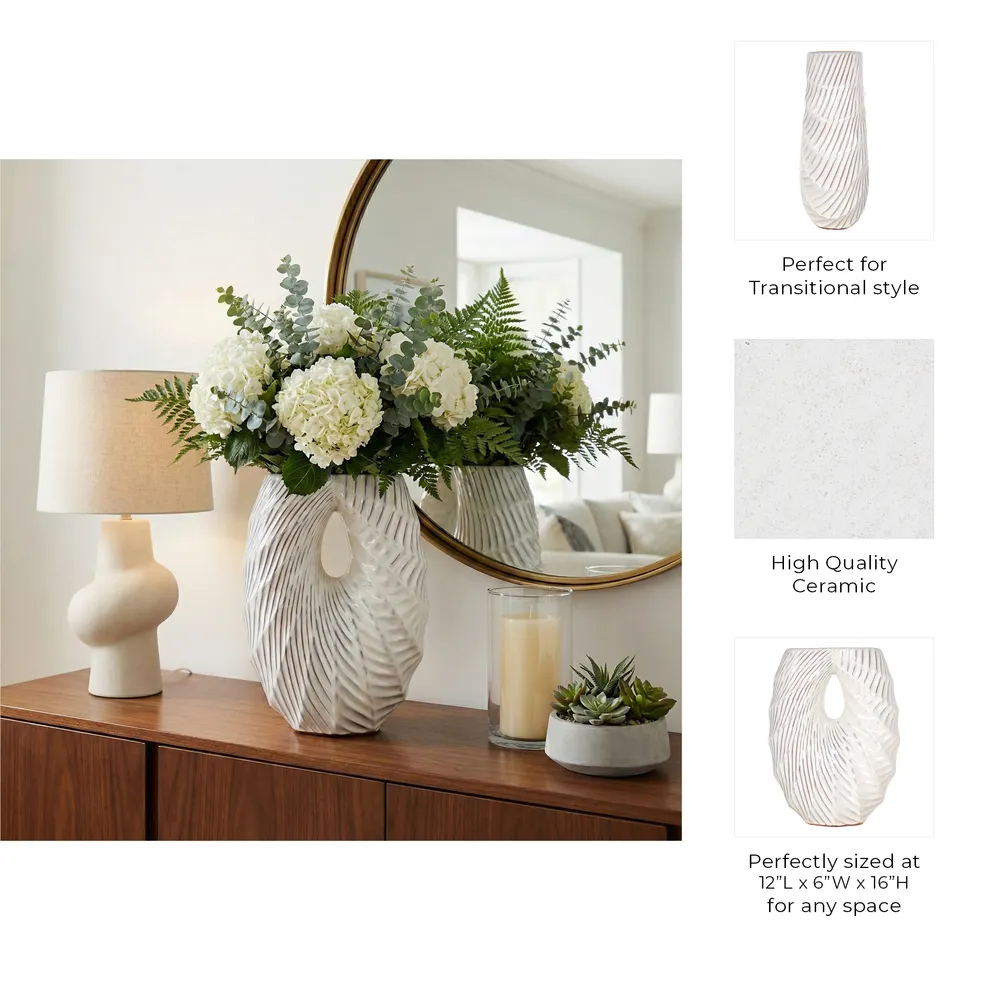 HAYWOODWAY WHITE VASE 16 (IN)