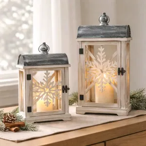 Snowflake Lanterns Set of 2 15in and 22in 1