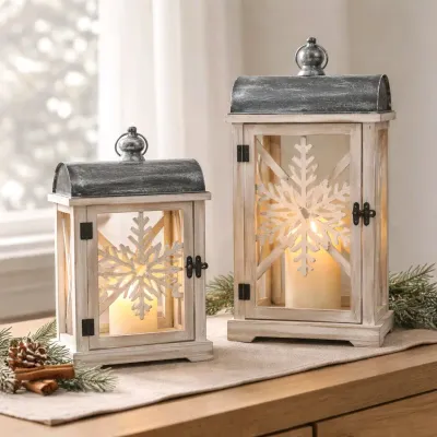 Snowflake Lanterns Set of 2 15in and 22in