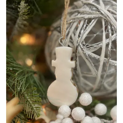 Wooden Snowman Ornament Set of 6 3x2in