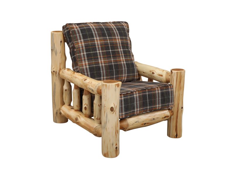 Cedar Log Lounge Chair - Natural - Standard Fabric - Seat:  Fabric TBD;   Backrest:  Fabric TBD 3