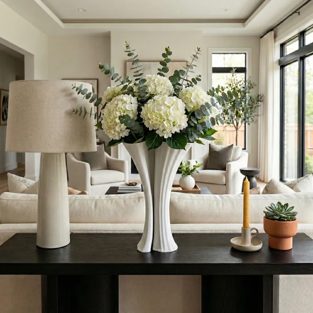 WRENMORE WHITE VASE 14 (IN)