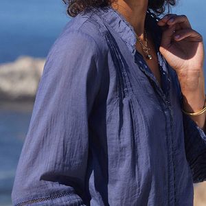 Easy Lightweight Navy Cotton Blouse 6