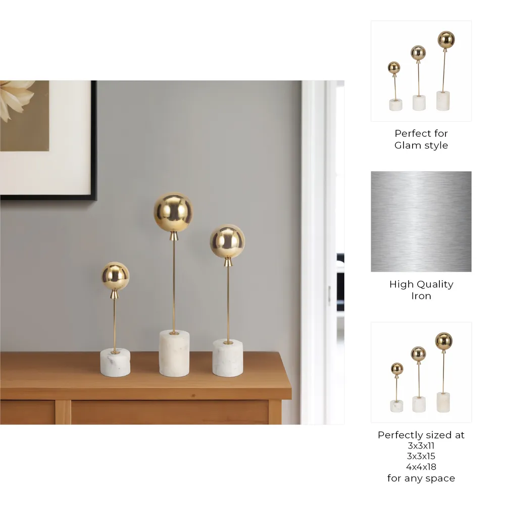 RAFESTONE SET OF 3 GOLD DECOR 18 (IN)