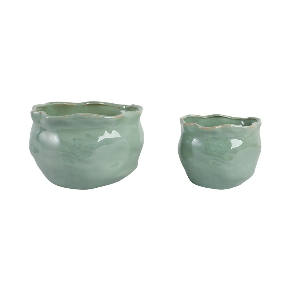 DRAPERSTONE SET OF 2 GREEN PLANTER 9 (IN)