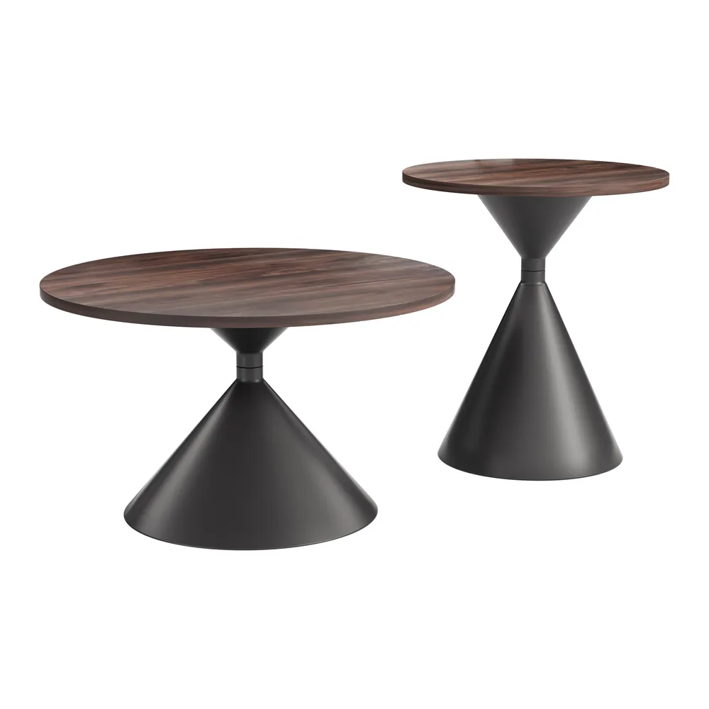 Rosk Coffee Table Set Walnut & Black