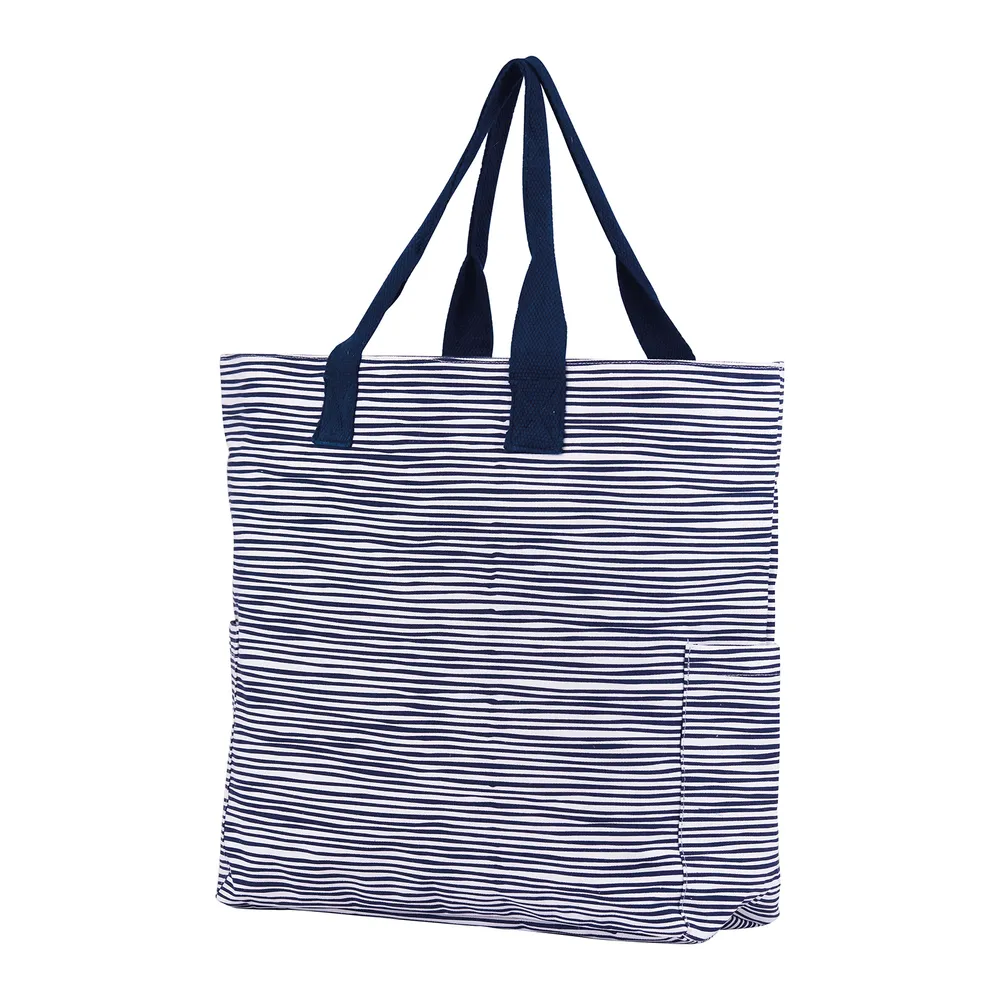 Suri Navy Canvas Carryall Tote Bag