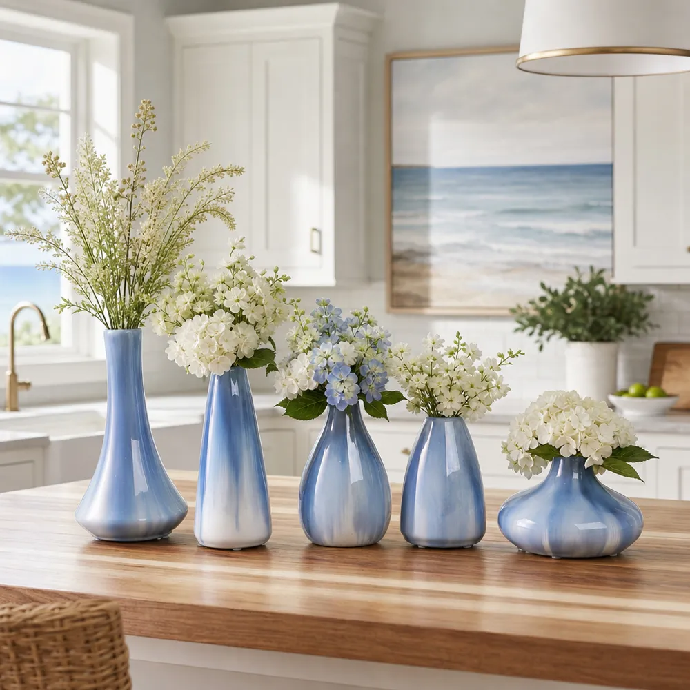 PAXTON SET OF 5 BLUE VASES 8 (IN)