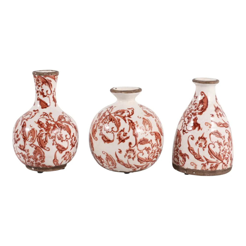 DAMIENLEY SET OF 3 BROWN VASES 6 (IN)
