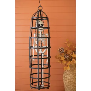 Metal Halloween Skeleton in a Cage 1