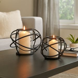 HARMONWICK SET OF 2 BLACK CANDLE HOLDER 6 (IN) 11
