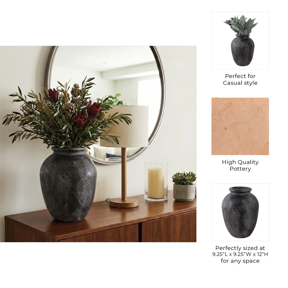 DUNCANRUN BLACK VASE 12 (IN)